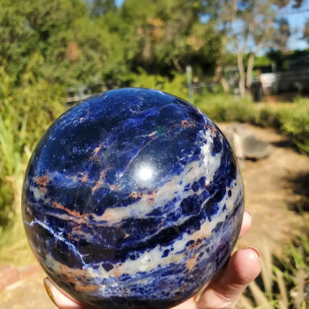 XL Dark Blue Sodalite Crystal Sphere 107mm 1840 grams